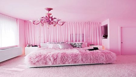 The subtleties of the design of the bedroom in pink colors