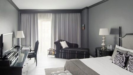 The subtleties of the design of the bedroom in gray tones