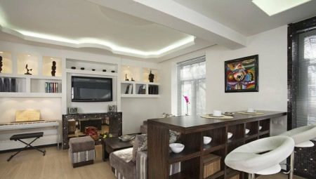 Design options for the kitchen-living room with a breakfast bar