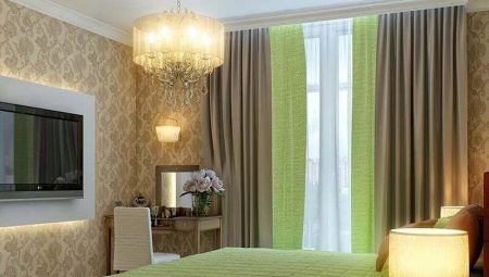Options for combining curtains and wallpaper in the bedroom