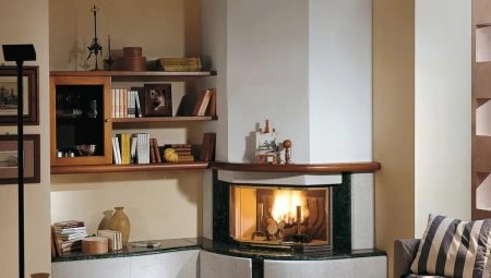 Interior design living room with corner fireplace