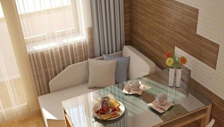 Kitchen design 12 sq. m with sofa