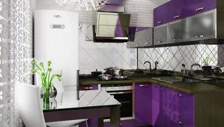 Kitchen design 5 sq. m with a refrigerator in 