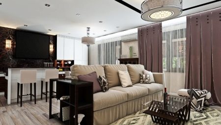 The design of the kitchen-living room 23-24 square meters. m