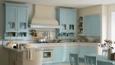 Blue kitchens: a choice of a headset, a combination of colors and examples of the interior