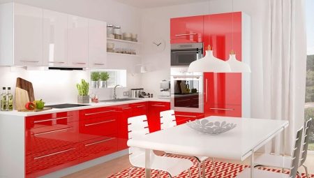 Red and white kitchen: features and design options