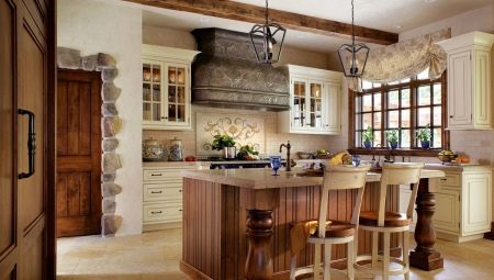 Kitchen in a country house: interior design and arrangement