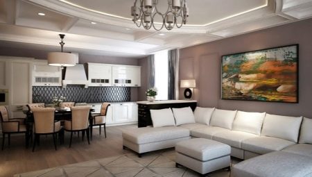 Modern interior design of the kitchen-living room