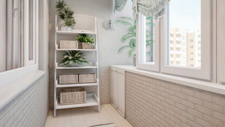 Design of a balcony and loggias with a brick wall