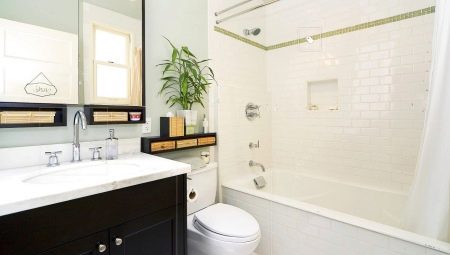 Interior design of a small bathroom combined with a toilet