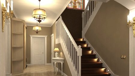 Design a hallway with a staircase in a private house