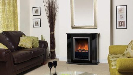 Electric fireplace in the living room interior