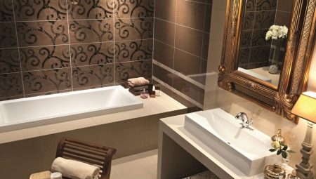 Brown tile for the bathroom: features and design options