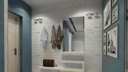 Wallpaper under the brick in the interior of the hallway