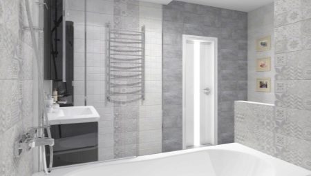 Gray tile in the bathroom interior