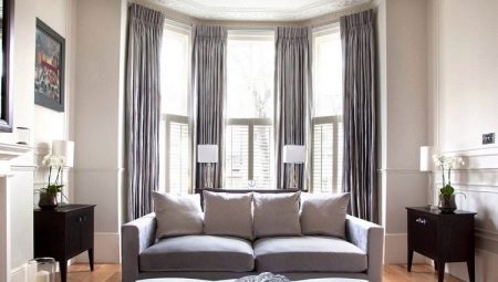 Curtains on the bay window in the living room