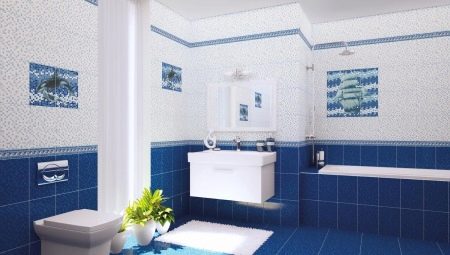 Blue tile for the bathroom: pros and cons, varieties, choice, examples