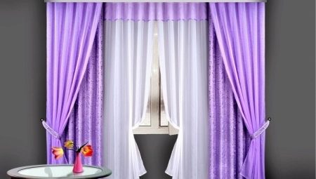 Lilac curtains in the living room interior