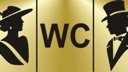 Toilet signs: designation of letters WC and others