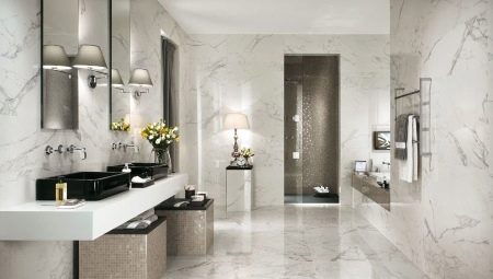 Porcelain tile for a bathroom: features, selection and application