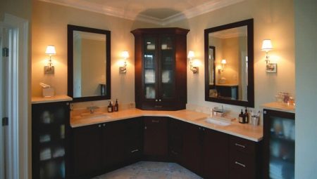 Wall-mounted corner cabinets in the bathroom: varieties, brands, choice, placement