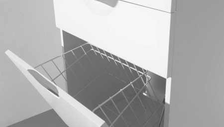 Cases with a laundry basket in the bathroom: varieties, tips for choosing