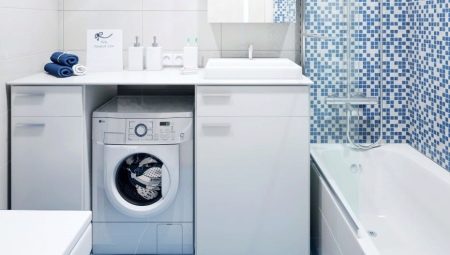 Design options for a small bathroom with a washing machine