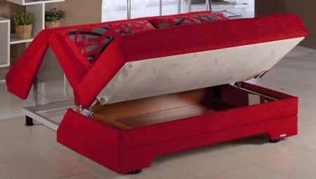 Sofa accordions with orthopedic mattress and box for linen