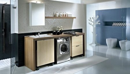 Countertop for sink and washing machine: views and choices in the bathroom