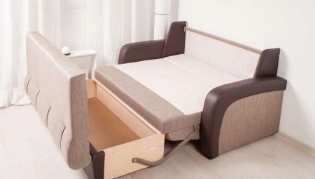 Sofa roll-out dengan laci untuk linen