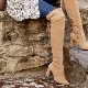 Beige Suede Knee High Boots