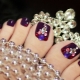 Pedicure with rhinestones on toes - design options