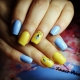 Ideas for designing a manicure in yellow and blue tones