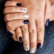 Blue manicure with silver
