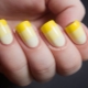 Yellow gel polish manicure
