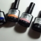 Features and a palette of shades of gel polishes Sky