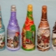 DIY decoupage of bottles for the New Year