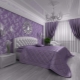 Interior design bedroom in lilac colors