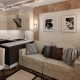 Kitchen design 13 sq. m with sofa