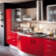 Kitchen interior in red and black