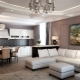 Modern interior design of the kitchen-living room