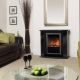 Electric fireplace in the living room interior