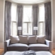 Curtains on the bay window in the living room