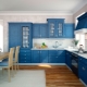 Blue kitchens: a choice of a headset and a combination of colors in the interior