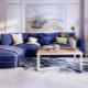 Blue sofa in the living room interior