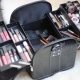 Set of makeup cosmetics in a suitcase