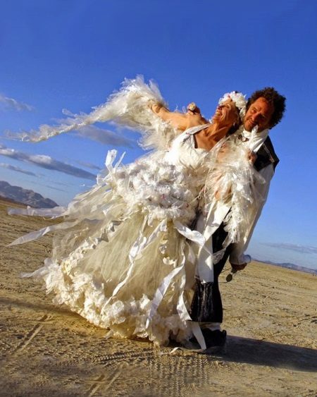 Wedding dress made of polyethylene