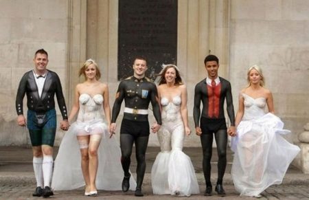 Drawn wedding dresses - body art
