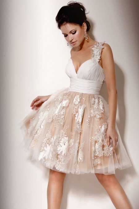 Summer wedding dress with satin bodice and a full skirt