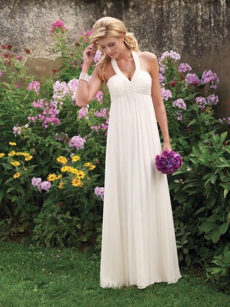 Simple long wedding dress